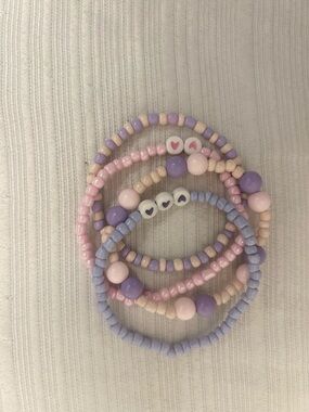 Spring Fling Pink & Lavender Beaded Bracelet Set of 4